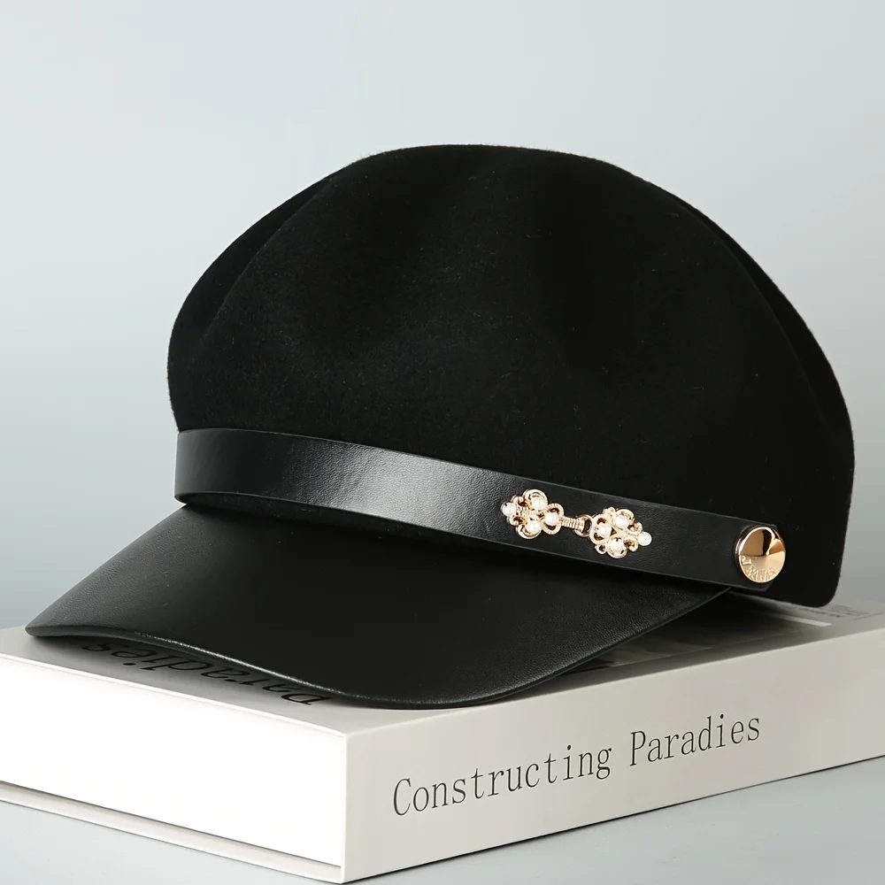 Autumn and Winter Korean Fashion Versatile British Beret Octagonal Hat Winter Cute Duck Tongue Hat Casual Woolen