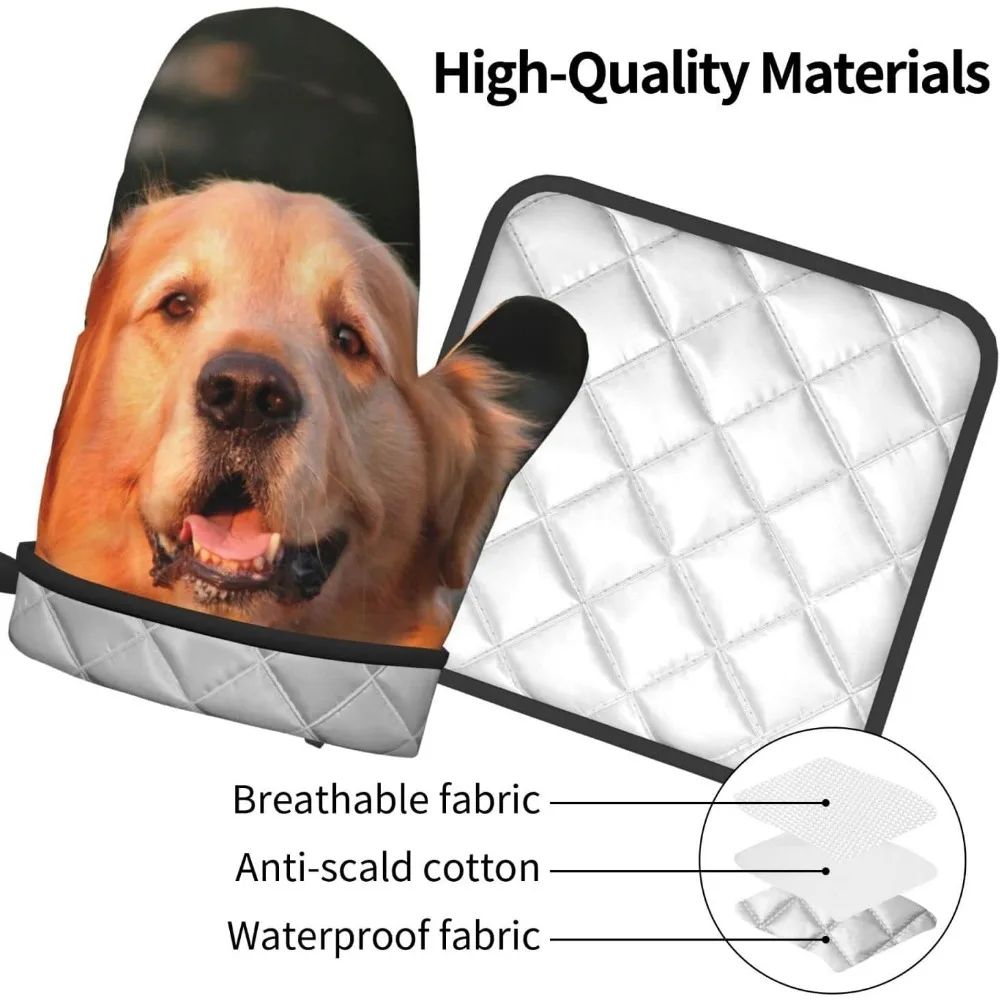 Oven Mitts and Pot Holders Sets 2pcs Personalized Oven Mitts with Image Text Non-Slip Gloves and Mat Set