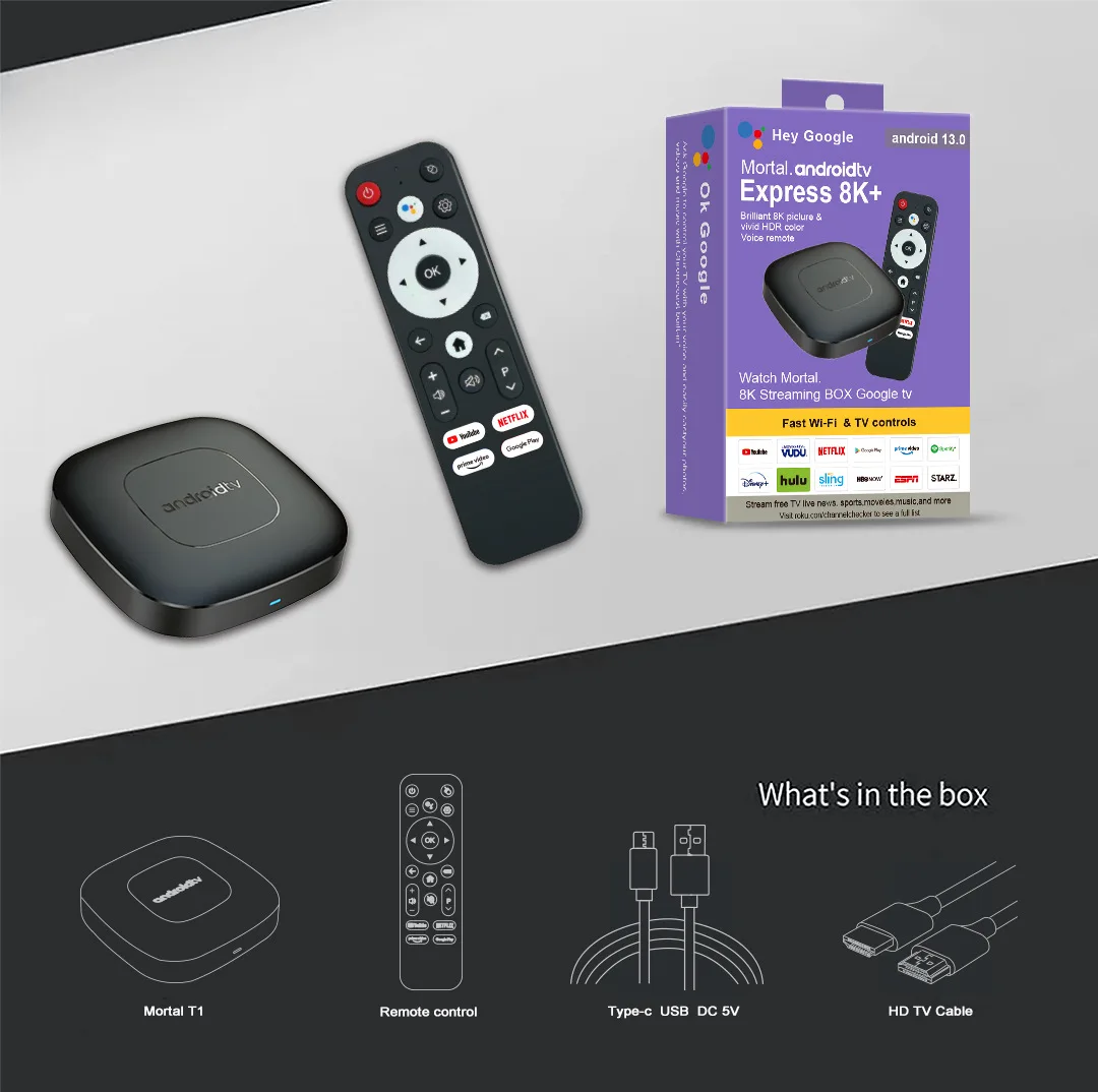 Smart tv box Android13 Allwinner H313 Google Assistant Netflix streaming Bluetooth media player 2.4G/5G Wifi