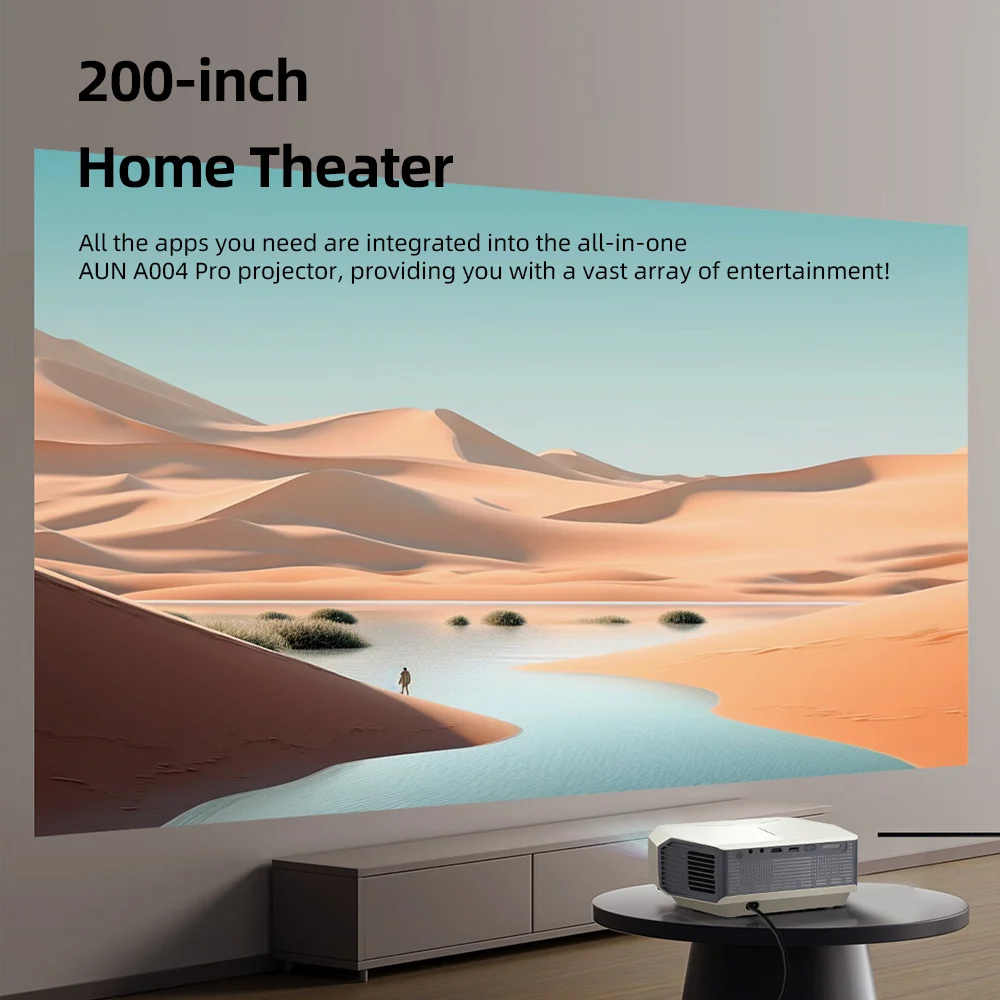 Portable Projector Mini Projector Video Projector AUN A004 Pro LED Projector Android TV WIFI 3D Electric Focus Full HD 1920x1080P Home Cinema Theater Smart MINI 4K VideoProjector