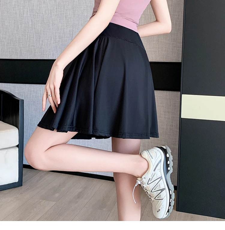 Summer Maternity Belly Skirts Solid Color Ice Silk Stretched Pregnant Woman Pleated Sport Skirt with Lining Short Skorts