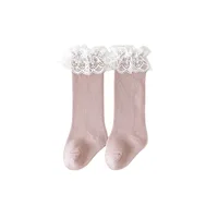 Baby Girls Knee High Socks Long baby Soft Cotton Lace Stuff Princess Sock Ruffle 0-2 Years Newborn Leg Warmers Cute Girl Socks 5