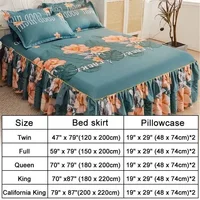 Ruffle Skirt Bedspread Home Textile Printed Bed Skirt Bedroom Coverlets Bedspreads Sheets Dust Cover Bedding  3PCS/Set 3