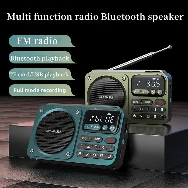 

Portable Mini Wireless Bluetooth Multi-function Radio Speaker Retro USB TF Card FM Radio Subwoofer Sound Box for Outdoors Home