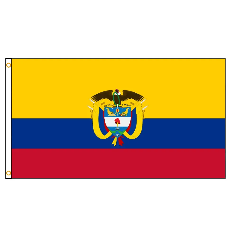 3x5Fts 90X150cm Colombia With Emblem Colombian Flags And Banners 3x5fts-90x150cm-colombia-with-emblem-colombian-flags-and-banners