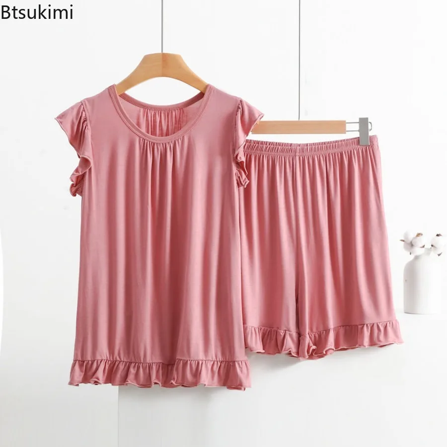 Plus Size 7XL 8XL Modal Pajamas for Women New Sleeveless Tops Shorts Suit Summer Sleepwear Pyjamas Femme Nightwear Pijamas Set