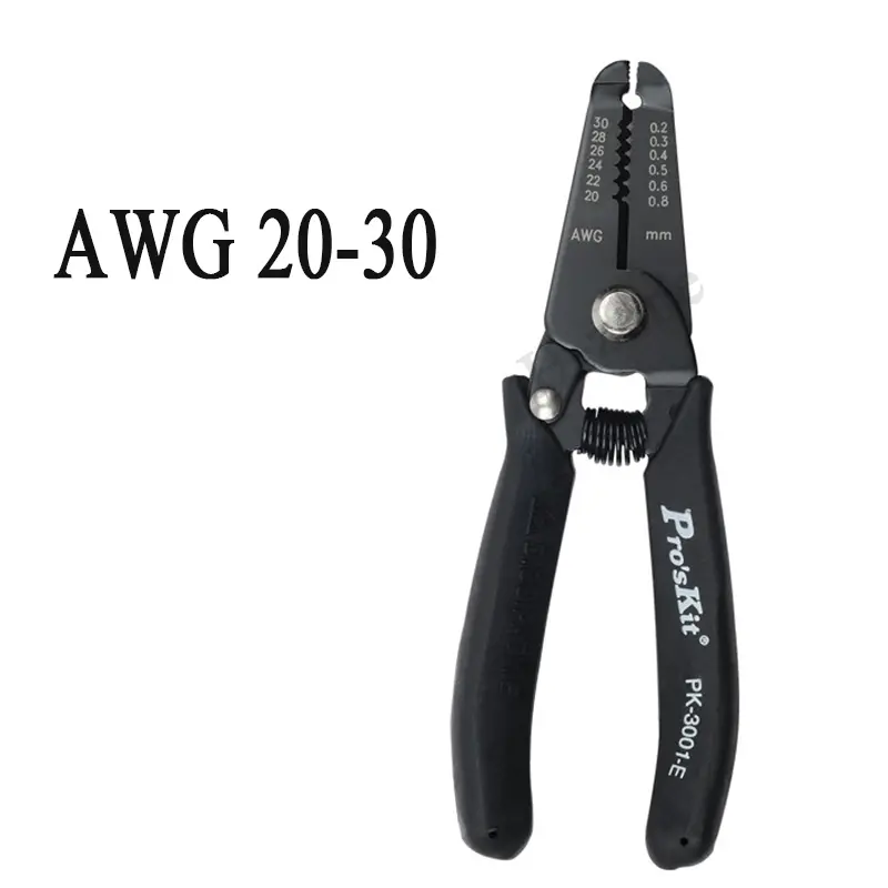 Pro'sKit Precision Wire Strippers AWG 30-20 1PK-3001E Anti-Static Black Insulated Handle Cutting Pliers Electrician Tools image 7