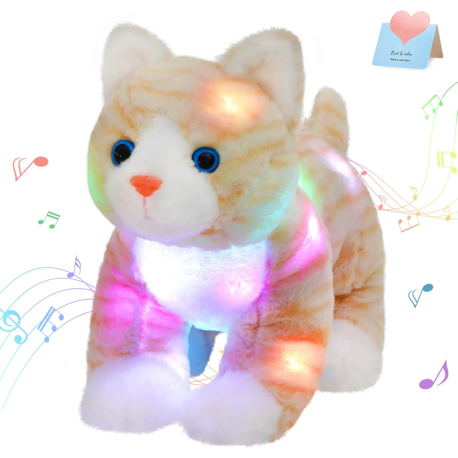 Plush Toy Cute Kawaii Doll 35cm Throw Pillows Kitty Cat Musical LED Stuffed Animals Gift for Girls Kids