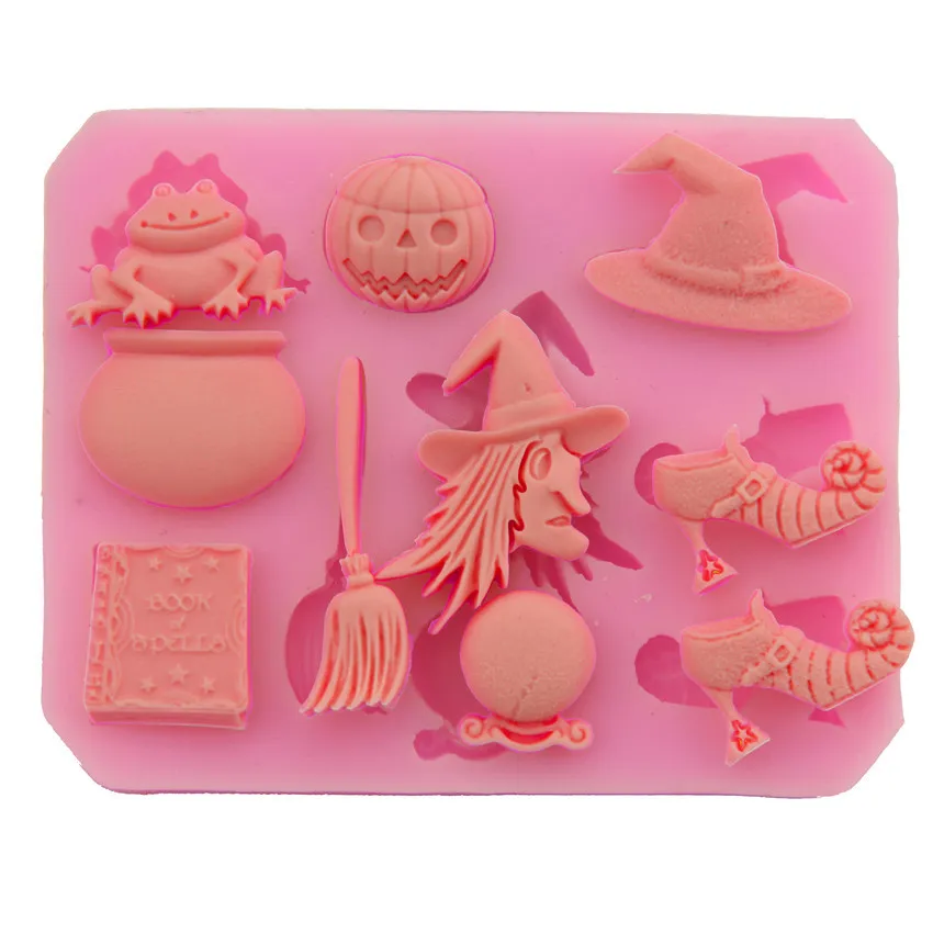 

Halloween Pumpkin Broom Witch Shape Silicone Mold Chocolate Fondant Cake Baking DIY Glue Hand Decoration Molds