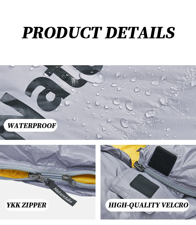 Naturehike CW400 Schlafsack Winter Leichtgewicht 650FP Entendaunenschlafsack Ultraleichter Wasserdichter Wander- und Camping-Schlafsack – Detail 14