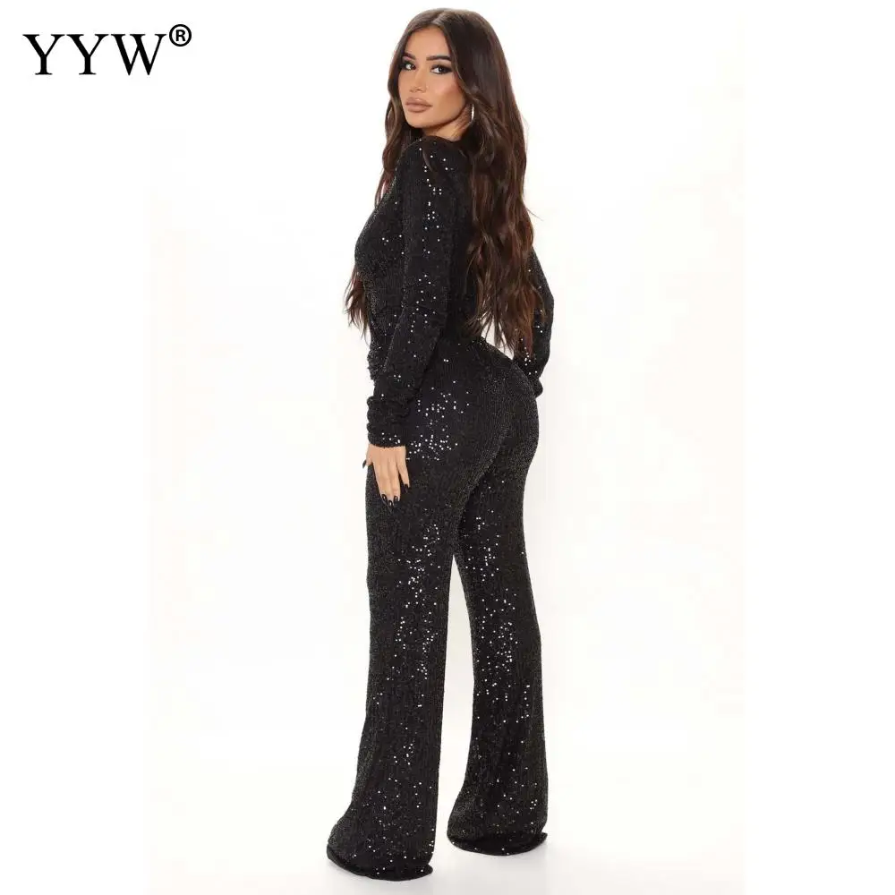 Sequin Jumpsuit Women Sexy Deep V-neck One Piece Bodysuit Jumpsuits For Women 2022 Elegant Night Party Outfits Overalls Body