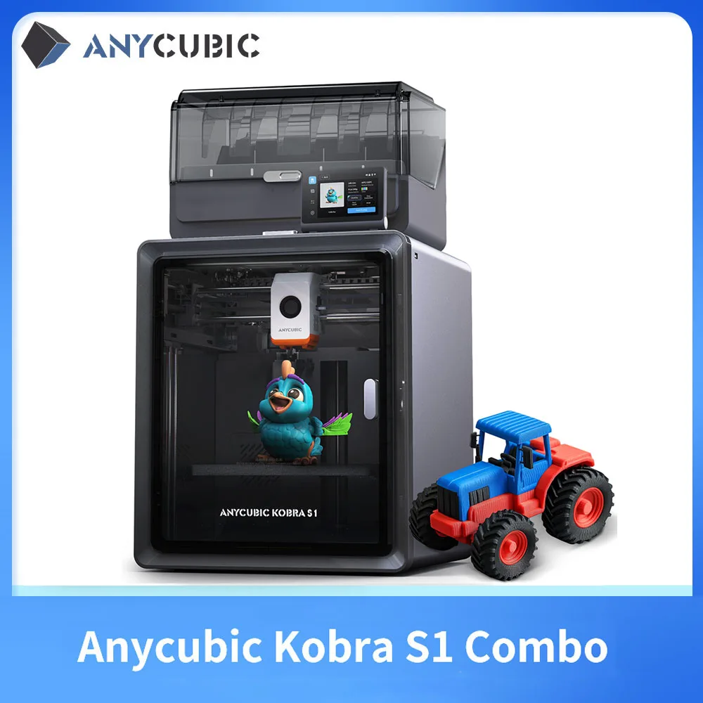 3D Printer Anycubic Kobra S1 Combo Multi-Color 3D Printer High Precision Core XY Stable Structure Ultra-Quiet Max Speed 600mm/s 3D Printer