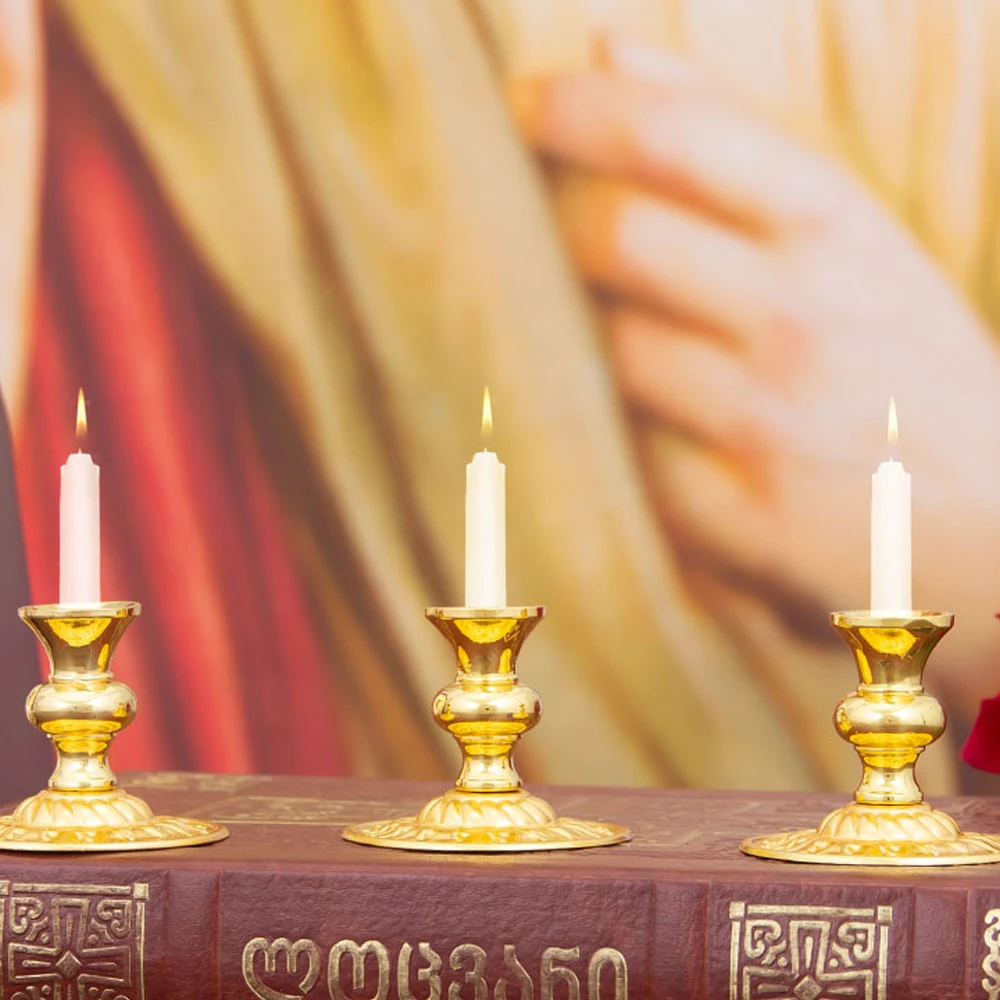 Gold Church-Style Candle Holder Vintage Antique Altar Decor for Weddings Christmas Home Decor & Religious Ceremonies religious ritual accessories