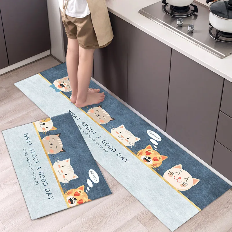 thumbnail image 1 of Alfombra de cocina antideslizante moderna para el hogar, alfombra suave de dibujos animados simple a la moda, alfombra de baño de tira larga, felpudo de entrada lavable y duradero, 1 of 4