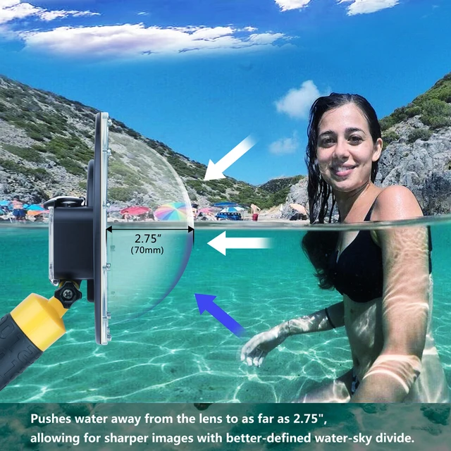 Dome Port Per GoPro Hero 9-12 - Custodia Impermeabile 30m Con Galleggiante E Grip, Per Video Subacquei - Foto 5