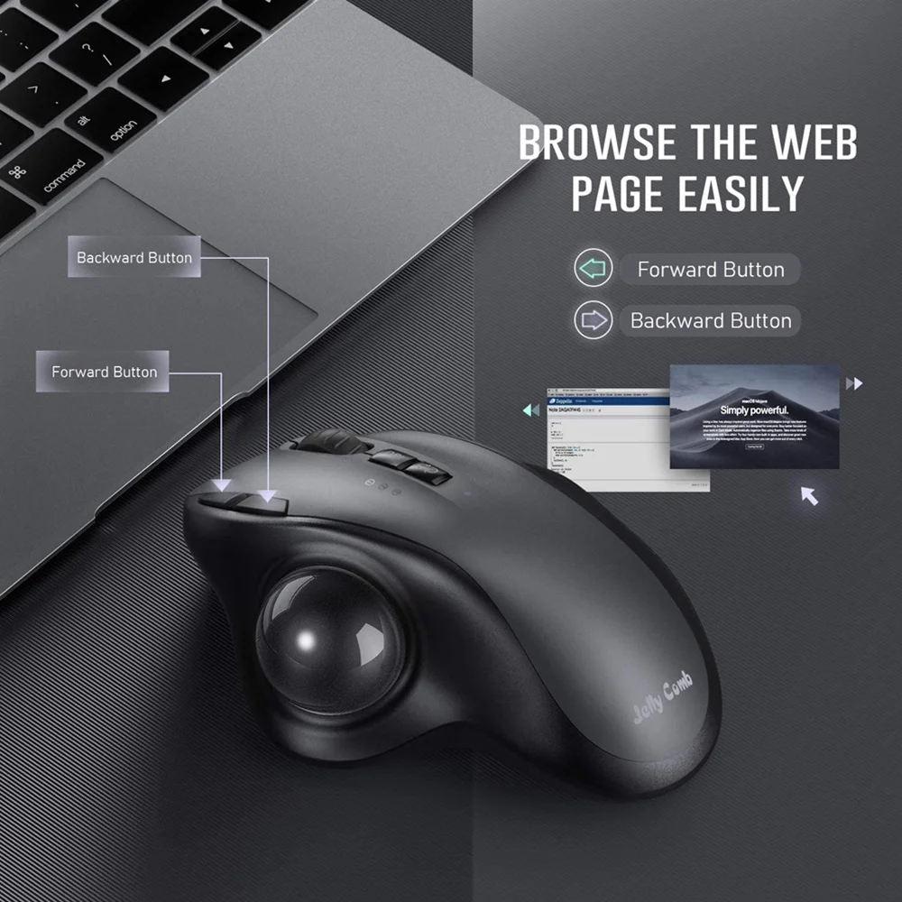 Bluetooth 2.4g Modo Dual sem Fio pc Mac Computador Laptop Tablet Gamer Rato de Trackball Recarregável - Imagem 5