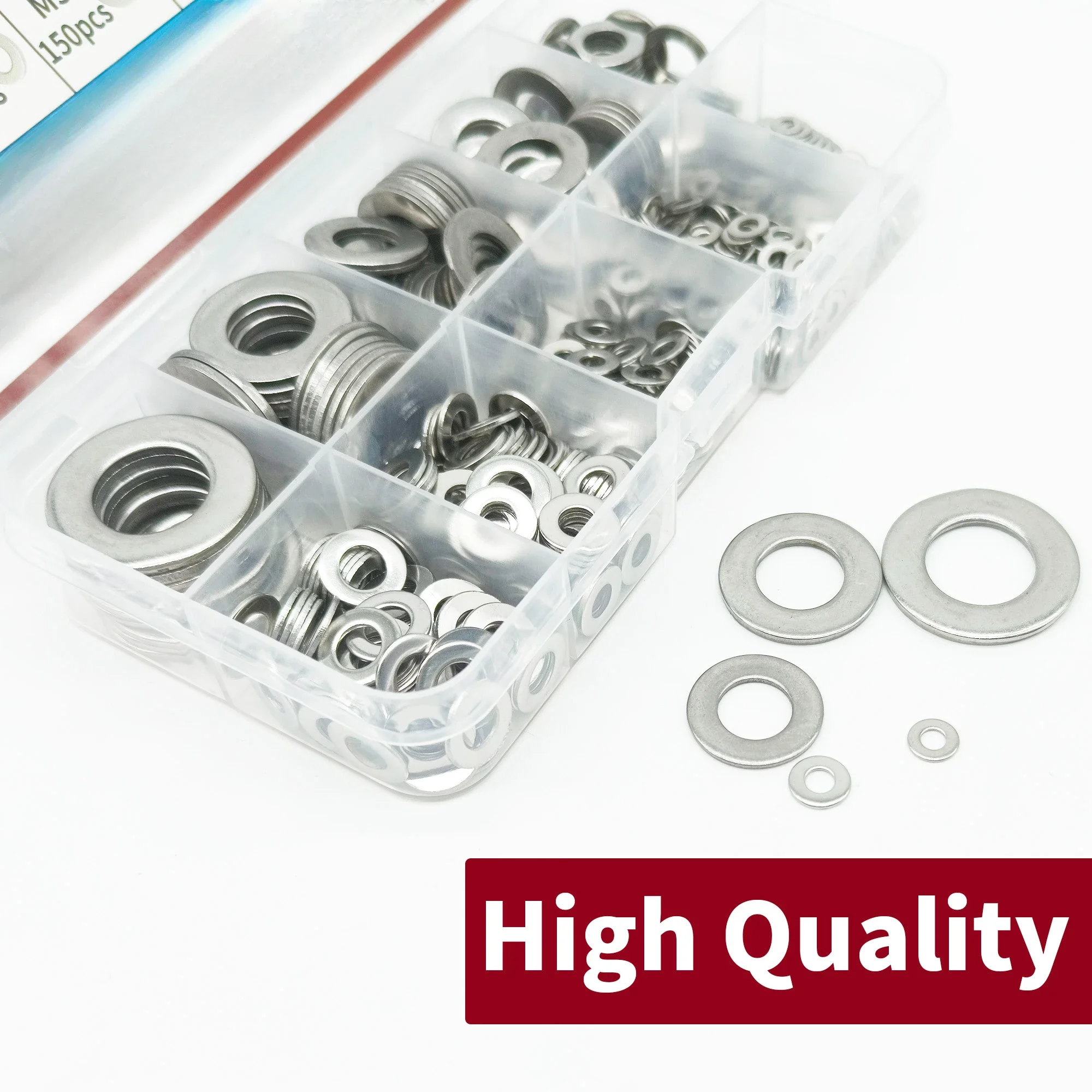 910/200pcs 304 Stainless Steel Flat Washers Assortment Kit M2-M12