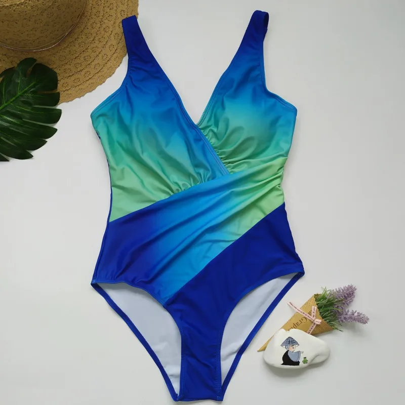 Women Swim Dresses women sport swimsuits women swim dresses Gradient Sexy One-Piece Large Swimsuits Closed Plus Size Swimwear Body Bathing Suit Female Pool Beach Women's Swimming Suit
