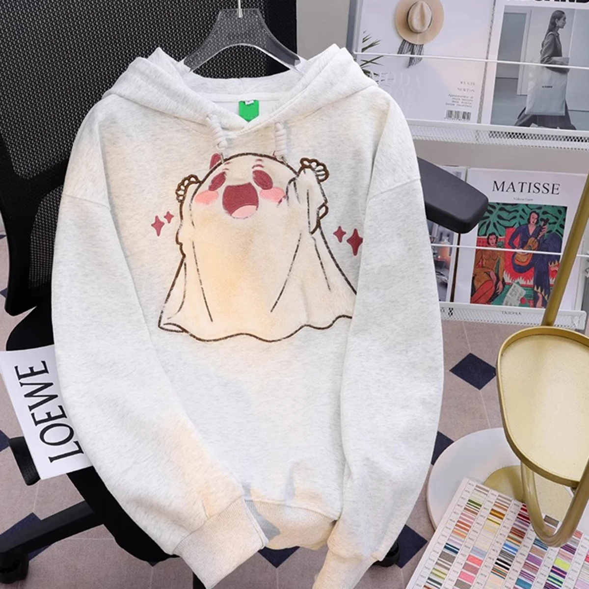 

2023 Fashion Spring Autumn Winter Embroidery Cat Print Pullover Hoodies Cute Cartoon Street Women Men Loose Couples Hooded Coat