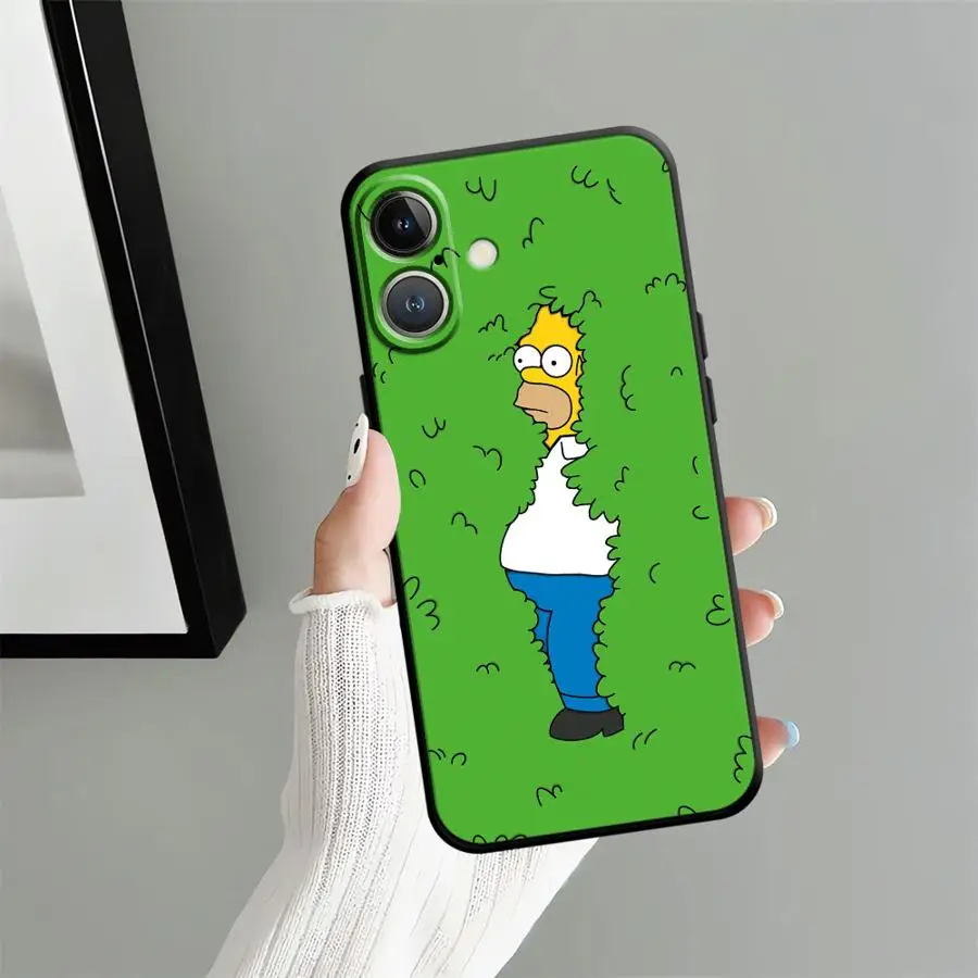 Black Soft Phone Cover with Funny Homer Simpson Design