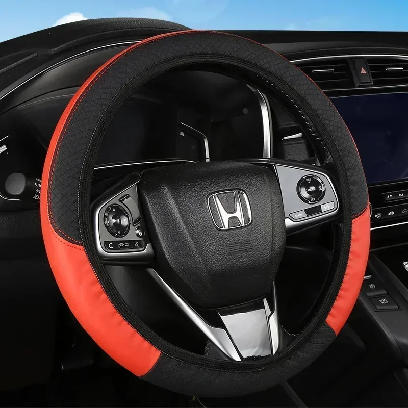 Deluxe Breathable Anti-Slip PU Leather Steering Wheel Cover with Carbon Fiber Design