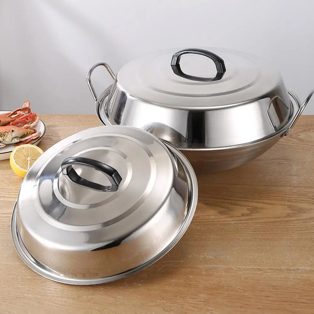 

31cm Pot Lid Stainless Steel Anti-rust Heigthen Heat-resistant Handle Steam Cover Flat Top Round Basting Cover Griddle Accessory