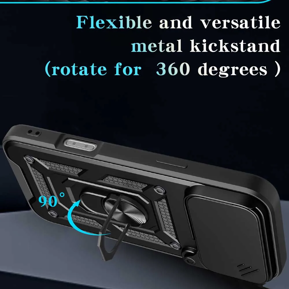 Magnetic Ring Holder Slide Camera Anti-Fall Protector Phone Case