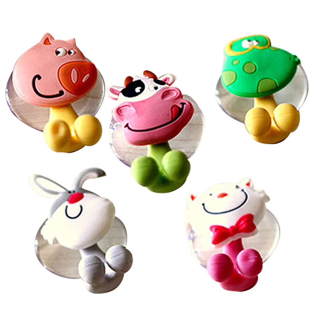 

5pcs Different Creative Cartoon Animals Style Strong Suction Cup Toothbrush Holders