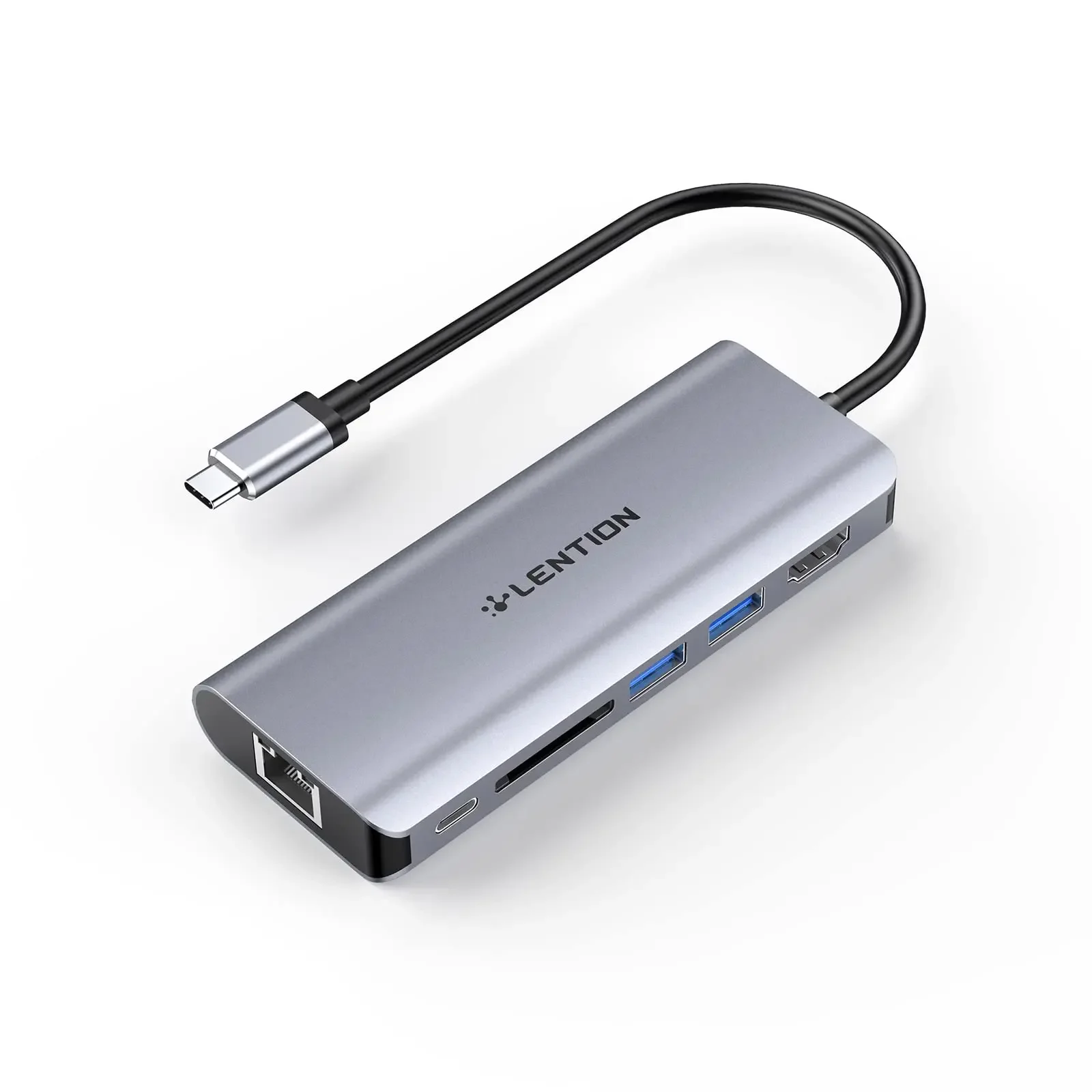 Концентратор LENTION 2 USB C 3,0 с кардридером 4K HDMI SD Type C для зарядки и Ethernet совместимый с MacBook ProAirповерхностный адаптер (art.: 3920c2d8cbfd2) - 3920c2d8cbfd2