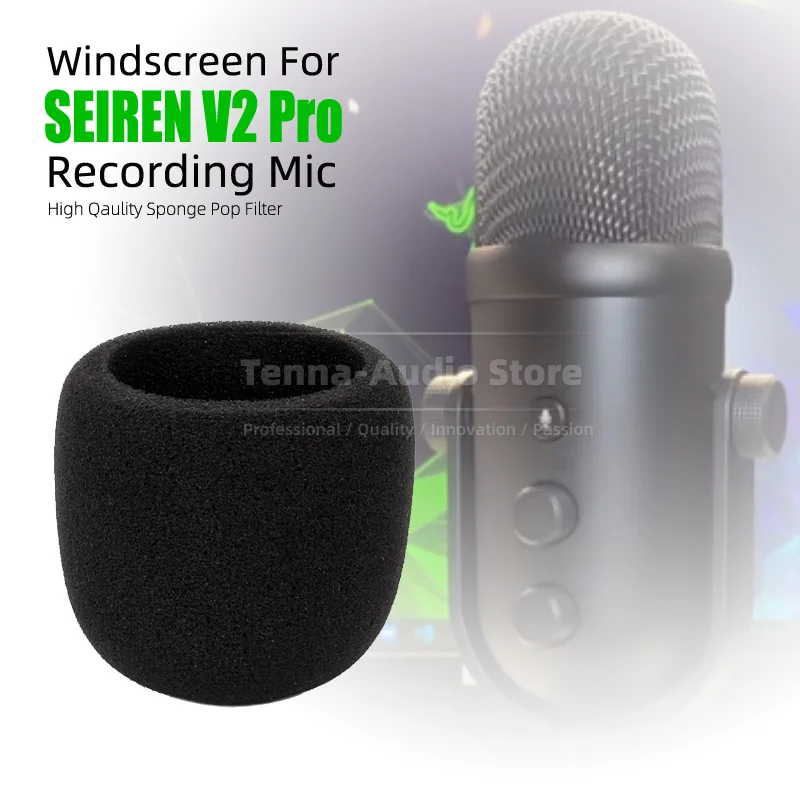 para Razer Seiren v v2 Pro Pára-brisas Mic Espuma Escudo Capa Esponja à Prova de Vento Microfone Anti Ruído Pop Filtro Brisa Tela