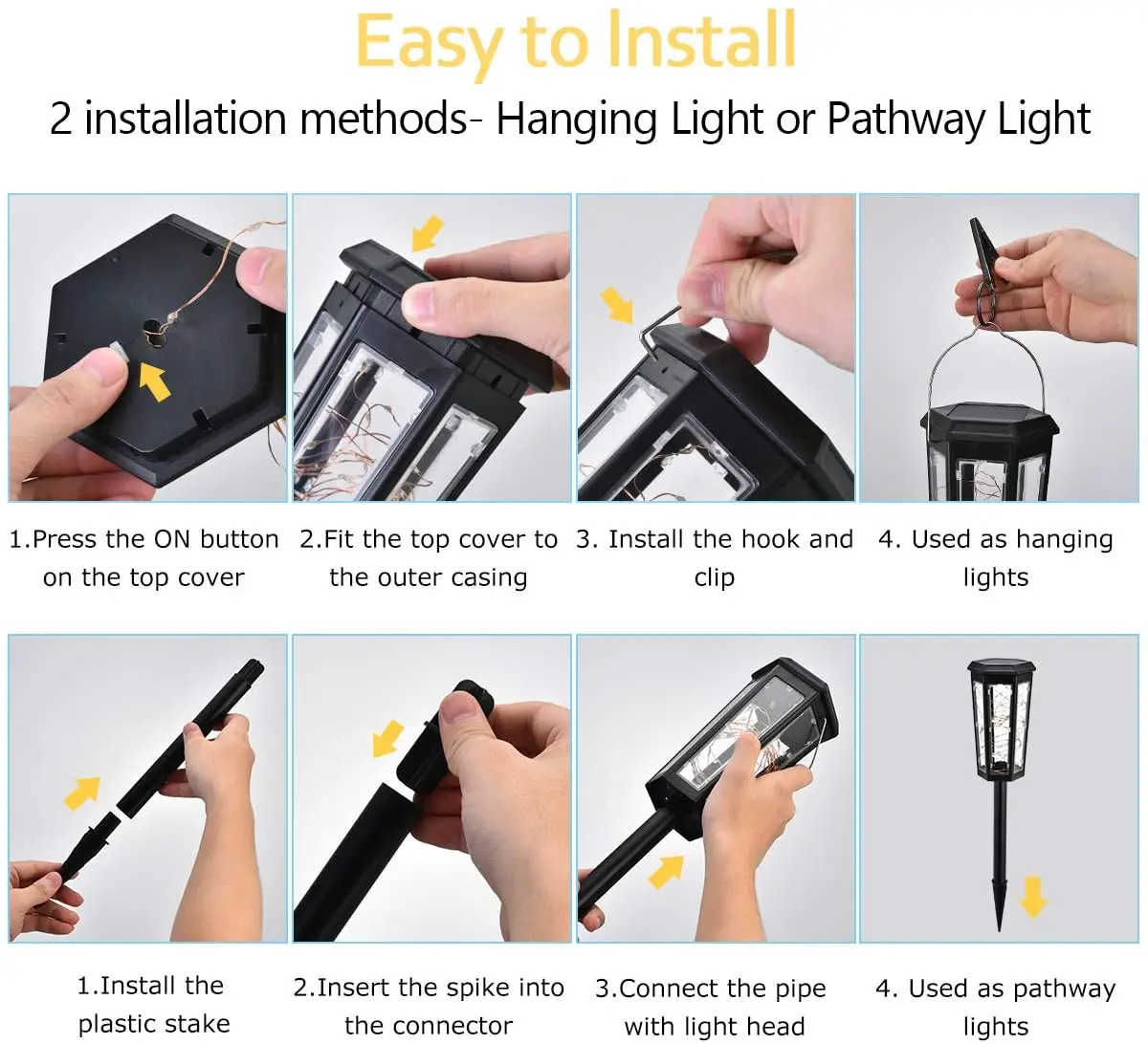 LAOPAO Solar Lights | Solar Pathway Lights Outdoor with Ground Stakes and Ring Clip - IP65 Waterproof Automatic Garden Landsca 4