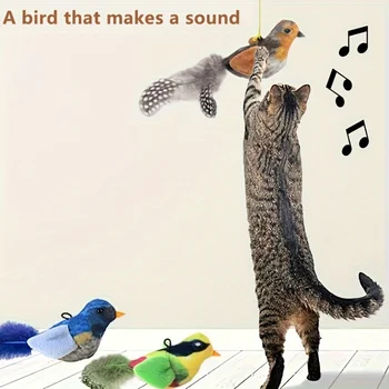 Automatic Chirping Cat Toy - Motion Activated with Catnip & Feathers, Chew-Proof Interactive Pet Game for Indoor Kittens 1