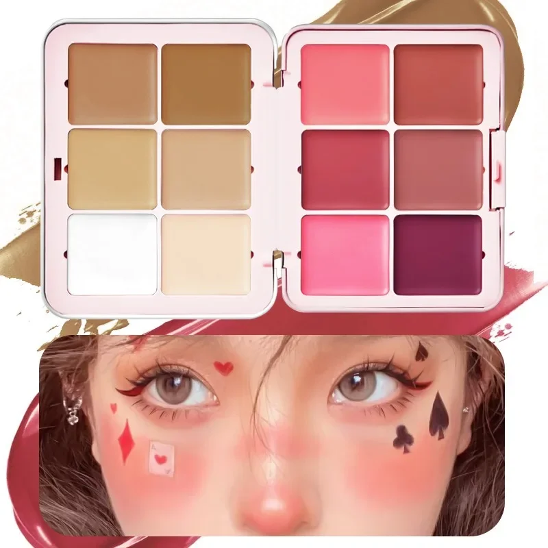 12-Color Iron Box Blusher Plate Multi-Color Cream Blush Plate Concealer Contour and Highlighter Palette Makeup Blush Face