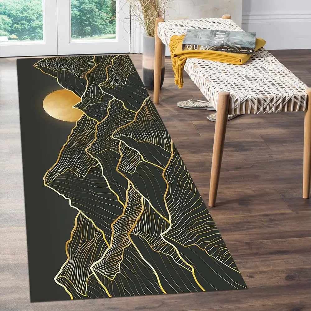 

Современный абстрактный горный ковер, Придверный коврик с абстрактными линиями для прихожей, гостиной, вида на гору, комнатный напольный коврик