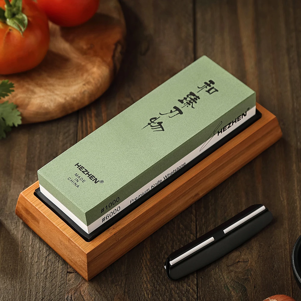 HEZHEN 주방 나이프 다이아몬드 연마 표면 숫돌 연마기, 앵글 가이드 포함 주방 연삭 도구