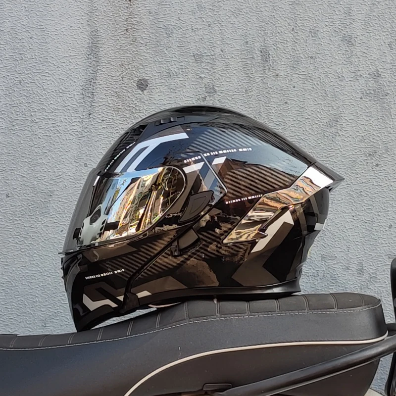 Casque Moduler Jaune Fluo Haute Visibilité Moto Scooter Approuvé Double Visière