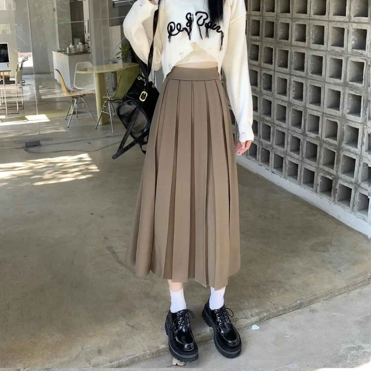 【韓国MODEST MOOD モデストムード】Pleats Skirt (3 colors) Sabd47ee5e2b14b2e9aefba92f5006