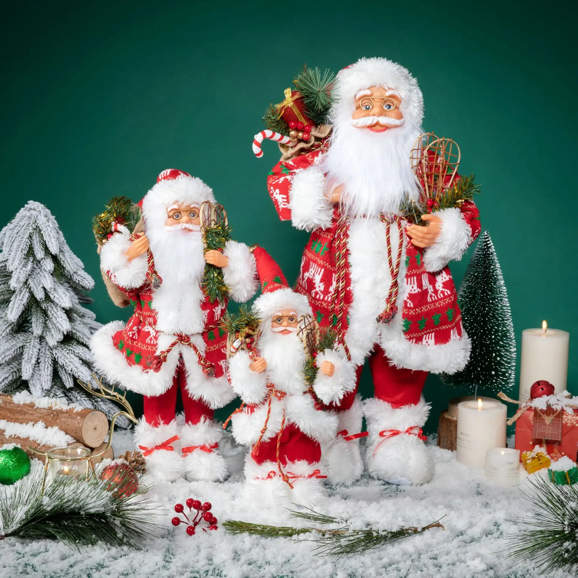 

Large Red Pattern Santa Claus Doll for Christmas Tree Ornaments Office Outdoor Decorations New Year Kids Gift Decor Party Xmas