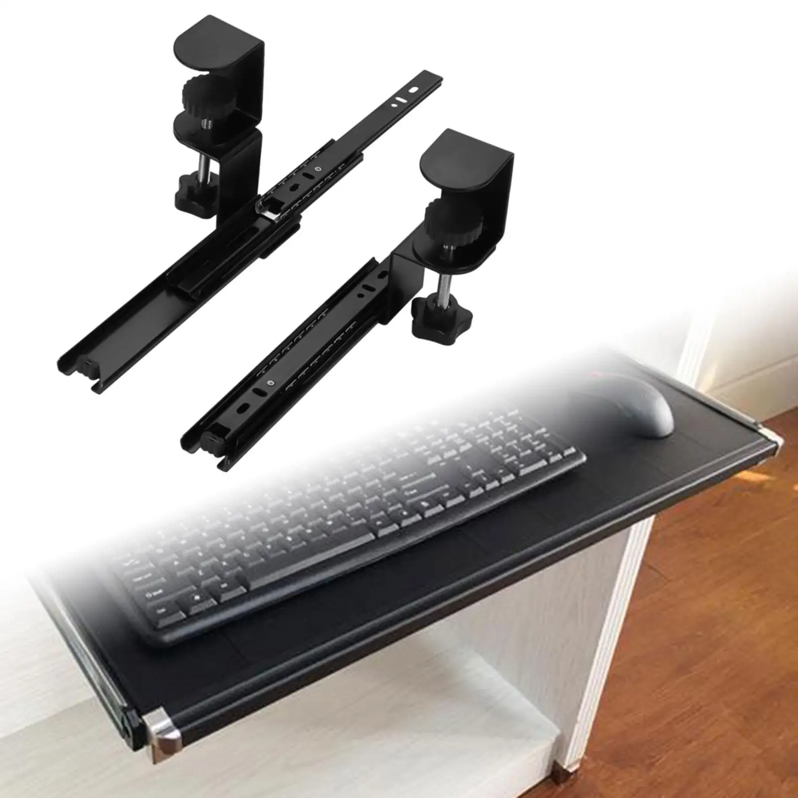 Prateleira de Teclado Deslizante sob a Mesa c Clamp Multifuncional Trilho de Extensão Deslize o Trilho Extensor Bandeja para Trabalho Mouse Hardware - Imagem 6