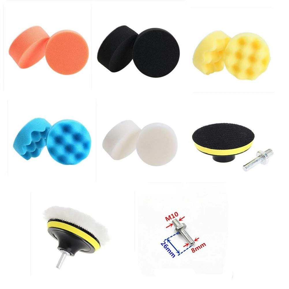 22Pcs 3 Inch Foam Pad Buffer Kit Washable Car Polisher Pads Kit Buffing Waxing Clean Polish for Auto Motorcycle Remove Scratches