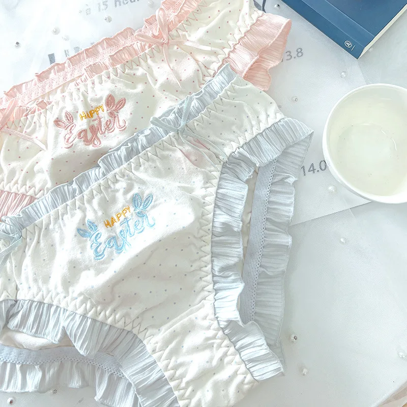 

High Beauty Pure Cotton Wholesale Cotton Crotch Bow Embroidery Sweet and Cute Girls' Triangle Pants Underwear for Women WOMEN