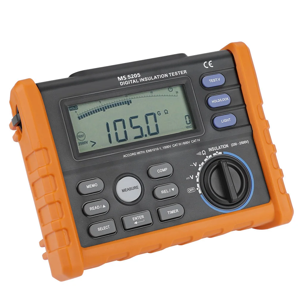 PEAKMETER MS5205 Digital Insulation Resistance Multimeter Tester 0.01M&Omega;-100G&Omega; 2500V