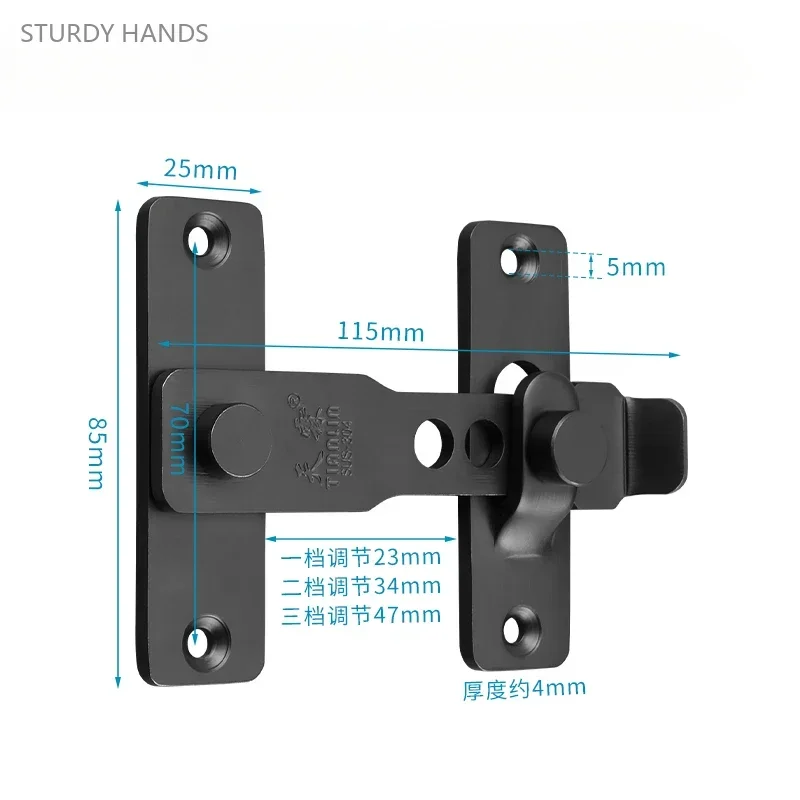 1 set of stainless steel non perforated anti-theft door buckles surface mounted adjustable sliding door latch locks door latch