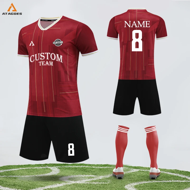Retro Football Jersey Black And White Stripes Soccer Uniform For Men Plain Soccer Jerseys Football Training Kit 7806