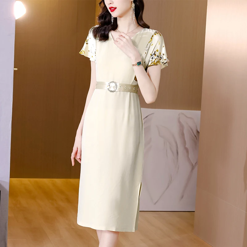 

Женская юбка-трапеция в горошек, приталенная юбка с коротким рукавом и волнистым принтом, лето 2023
