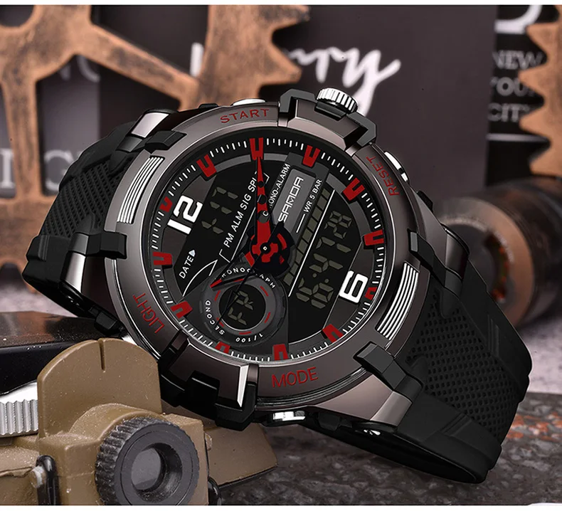 Sanda new male Sports Watch personality cool waterproof electronic watch fashion large dial double watch man watch