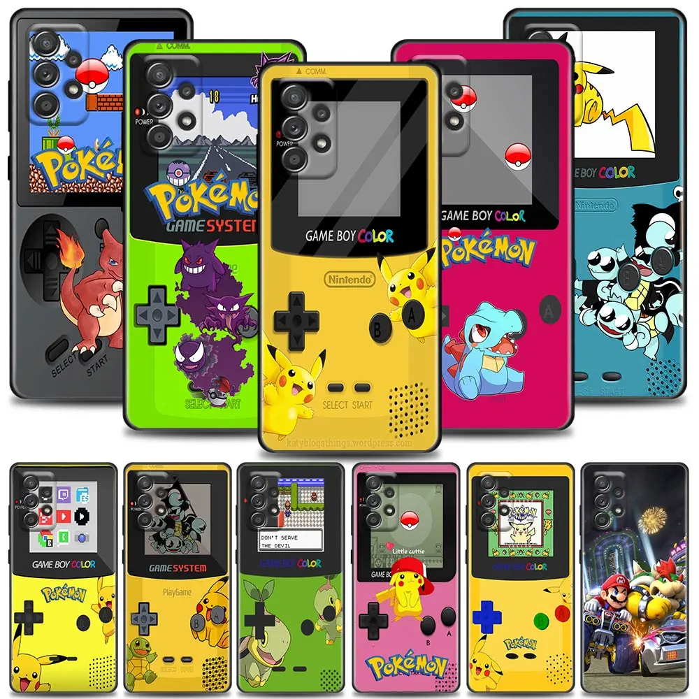 Custodia Per Samsung Galaxy A90 A80 A73 A71 A70 A60 A53 A52 A51 A50 A42 A33 A32 A31 A30 A23 4G 5G Case Game-Boy P-Pokemon P-Pikachu