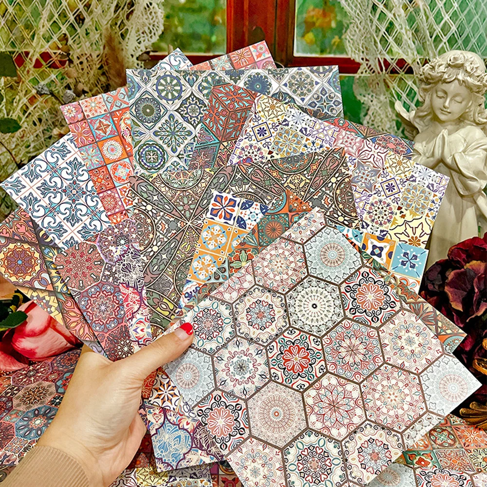 

NEW 12 Sheets Tile Wallpaper Theme Background Paper Bohemia Hand Account Scrapbooking Material DIY Album Scrapbook Paper