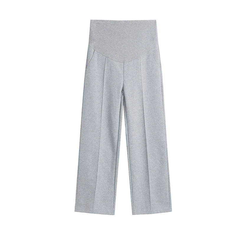 828# Autumn Dense Maternity Long Straight Pants Wide Leg Loose Straight High Waist Belly Trousers Pregnant Women Pregnancy maternity pants
