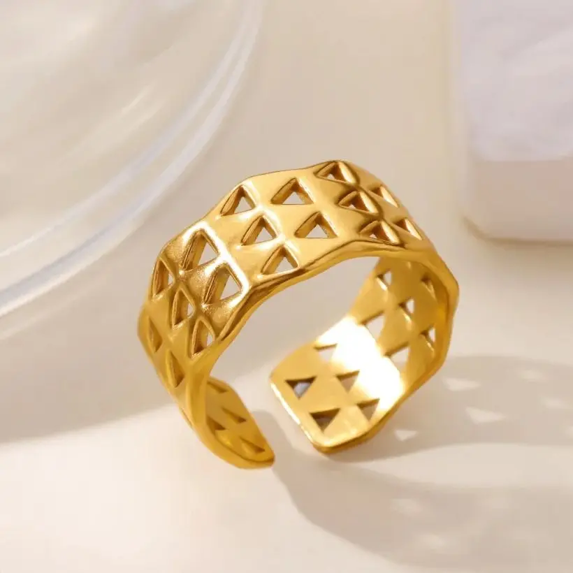 Minimalist Geometric Hollow Triangle Ring for Women Wedding Jewelry